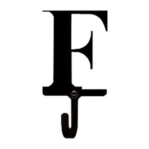 Letter F Black Metal Wall Hook -Small