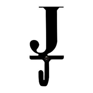 Letter J Black Metal Wall Hook -Small