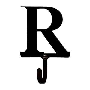 Letter R Black Metal Wall Hook -Small