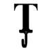 Letter T Black Metal Wall Hook -Small
