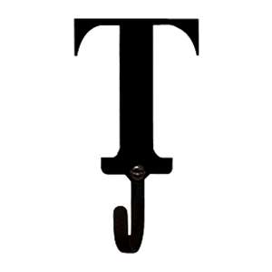 Letter T Black Metal Wall Hook -Small