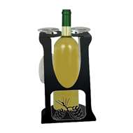 2-Glass 1-Bottle Holder Caddy Pinecone Design