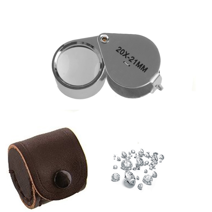 Jewelry Loupes Jewelers 10X Triplet 18mm Silver Loupe with Leather