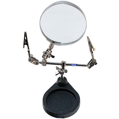 DOUBLE CLAMP STAND WITH MAGNIFIER Lens 3-1/2"- Power  2X