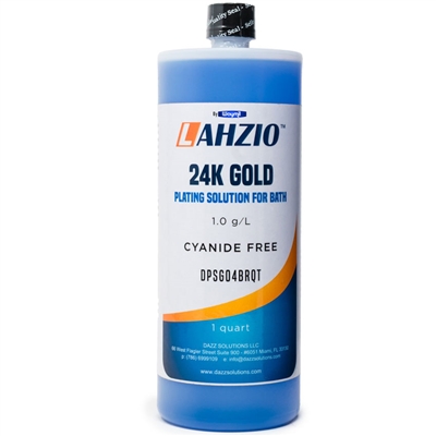 ECO-FRIENDLY 24K COLOR GOLD PLATING SOLUTION FOR BATH PLATING 1 QUART 32 OZ CYANIDE FREE