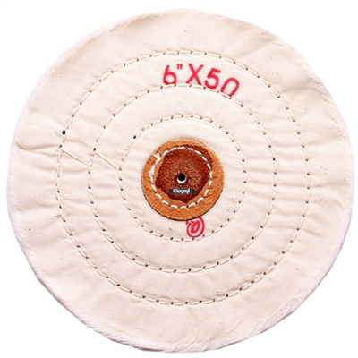 FINE MUSLIN BUFFS 6" Diameter With Leather Center