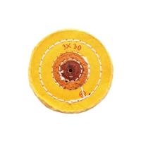 YELLOW MUSLIN BUFFS 3" Diameter With Shellac Center