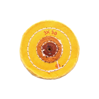 YELLOW MUSLIN BUFFS 3" Diameter With Shellac Center