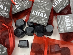 Lumps of Coal Glycerin Soap in red organza bag