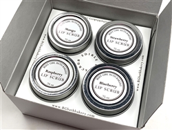 Four full-sized edible lip scrubs in a set