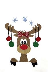 Girl Reindeer Holiday Tea Towel