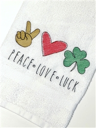 Peace Love Luck Embroidered Towel