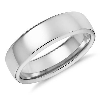 Honey Modern Comfort Fit Wedding Ring in Platinum or Gold 6mm