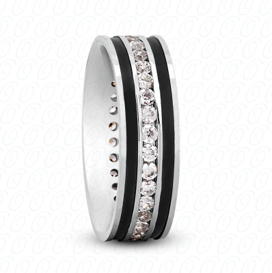 Fancy Diamond Wedding Ring in White Gold 7 mm