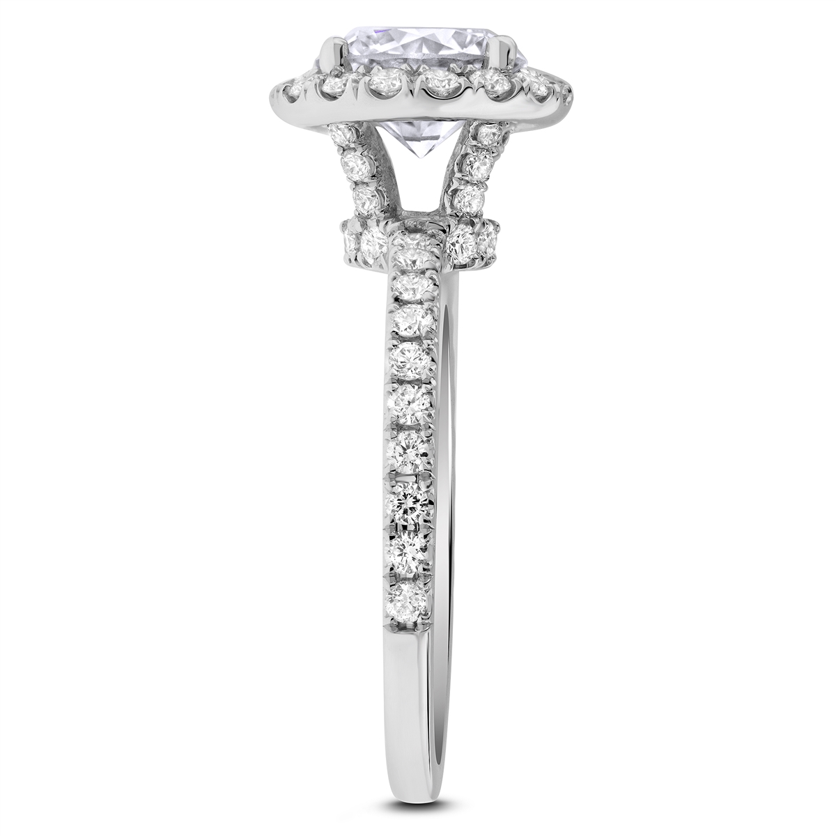 Halo Round Diamond Engagement Ring in 18k White Gold 1.78 ct. tw.
