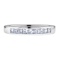 Channel-Invisible-Set Princess Cut Diamond Matching Wedding Band Ring in White Gold 14K 1/2 ct. tw.