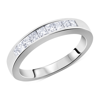 Matching Diamond Wedding Band Channel Invisible Set Princess Cut Ring in White Gold 14K 0.62 ct. tw.