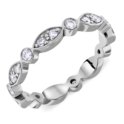 Eternity Ring Round Diamond Wedding Band Round-Marquee-Cluster Setting in 950 Platinum 0.56 ct. tw.