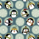 Benartex Jolly Penguin and Friends Penguin Friends and Flakes BLUMULT 10042-55 Half yard