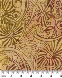 Benartex Sun-Tastic Balis Flower Swirl Natural/Gold 7025-70 Half yard