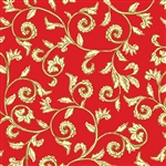 Benartex Noel Scroll Red/Cream 8184M-10 Half yard