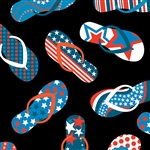 Benartex All American Patriotic Flip Flops Black 8361-12 Half yard