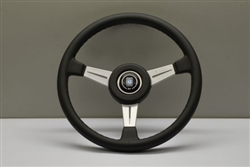 Nardi "Classico" 360mm Black Leather / Satin Spokes / Black Stitch