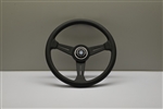 Nardi Classic 340mm Black Perforated Leather / Black Spokes / Grey Stitch