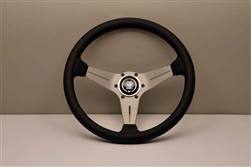 Nardi Sport Rally (Deep Corn) 350mm Black Perforated Leather / White Anodized Spokes / Red Stitch