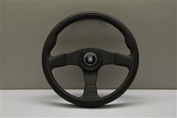 Nardi Twin 350mm Black Punched Leather w/ Black Spokes