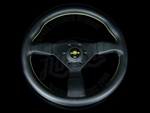 Personal Neo Grinta Steering Wheel 350mm Black Leather / Black Spokes / Yellow Stitch