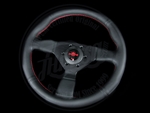 Personal Neo Grinta Steering Wheel 350mm Black Leather / Black Spokes / Red Stitch