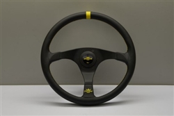 Personal Rally Trophy Steering Wheel 350mm Black Leather / Black Spokes / Yellow Stitch