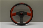 Personal Pole Position Steering Wheel 350mm Black Leather / Red Suede / Black Spokes