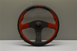 Personal Pole Position Steering Wheel 350mm Black Leather / Red Suede / Black Spokes