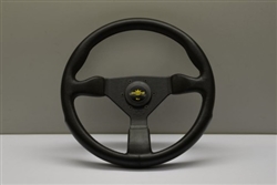 Personal Polyurethane Grinta Steering Wheel 350mm Black Polyurethane / Black Spokes / Yellow Logo