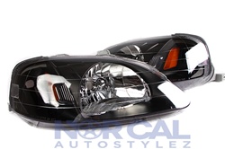 99-00 Honda Civic Black Housing Jdm Style Headlights