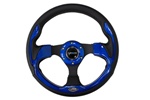 Nrg 320Mm Sport Leather Steering Wheel With Blue Inserts