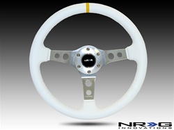 Nrg 350Mm Sport Steering Wheel (2" Deep) White Leather With White Stitching
