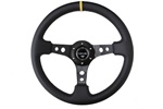 Nrg 350Mm Sport Steering Wheel (3" Deep) - Black W/ Yellow Center Marking