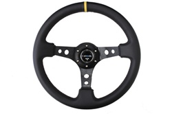 Nrg 350Mm Sport Steering Wheel (3" Deep) - Black W/ Yellow Center Marking