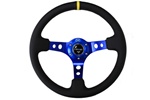 Nrg 350Mm Sport Steering Wheel (3" Deep) - Blue W/ Yellow Center Marking