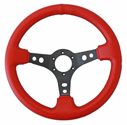 Nrg Sport Leather Steering Wheel Red Leather W/ Black Stitching