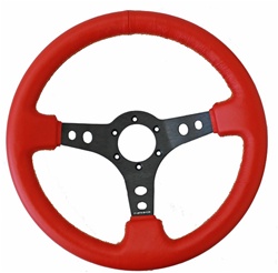 Nrg Sport Steering Wheel (3" Deep) Red Leather W/ Yellow Stitching