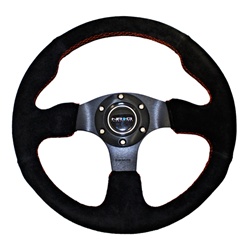 Nrg 320Mm Sport Suede Steering Wheel With Red Stitch