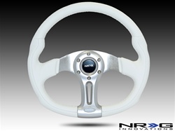 Nrg 350Mm "Storm Trooper" Sport White Leather With White Stitching Steering Wheel Oval