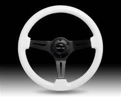 Nrg Classic Luminor White Wood Grain Steering Wheel, 350Mm, 3 Spoke Center In Black