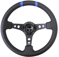 Nrg Limited Edition 350Mm Sport Steering Wheel (3" Deep) Black W/ Blue Double Center Markings