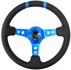 Nrg Limited Edition 350Mm Sport Steering Wheel (3" Deep) New Blue W /Blue Double Center Markings