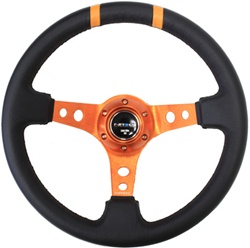 Nrg Limited Edition 350Mm Sport Steering Wheel (3" Deep) Orange W/ Orange Double Center Markings